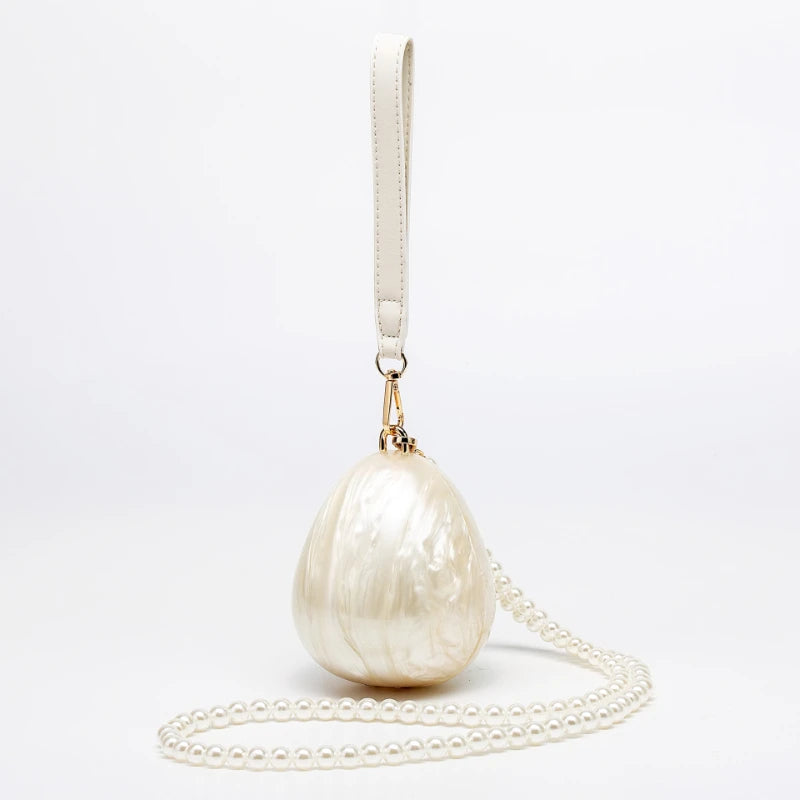 Mini Pearl Beaded Evening Bag | Luxury Egg-Shaped Shoulder Handbag | Fashion Trend "Drop Shape" Crossbody | Chic Acrylic Beaded Necklace Purse for Women (Model 20241125-1) Luxegan 
