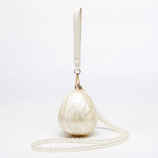 Mini Pearl Beaded Evening Bag | Luxury Egg-Shaped Shoulder Handbag | Fashion Trend "Drop Shape" Crossbody | Chic Acrylic Beaded Necklace Purse for Women (Model 20241125-1) Luxegan 