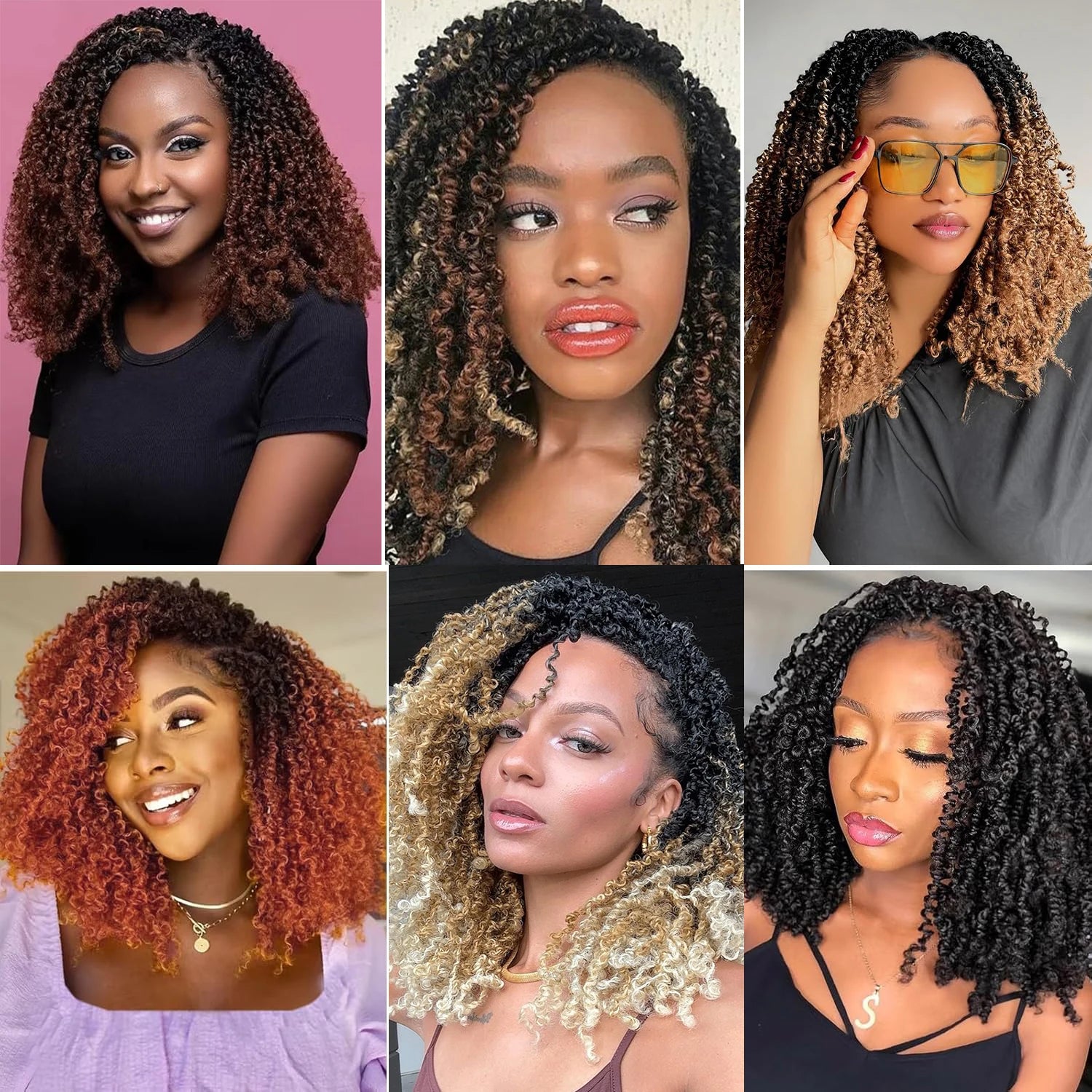Pre-Looped Yanky Twist Crochet Braids Hair – Synthetic | 24 Strands/Pack | 6 Ombre Colors | 8–14 - view 3