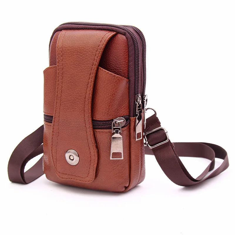 Genuine Cowhide Leather Men's Messenger Bag | Sophisticated "Multi-Functional" Silhouette | Professional Small Travel Waist Bag & Chest Pouch | "Dignified" High-Performance Leather Essential for Radiant Versatile Styling Luxegan