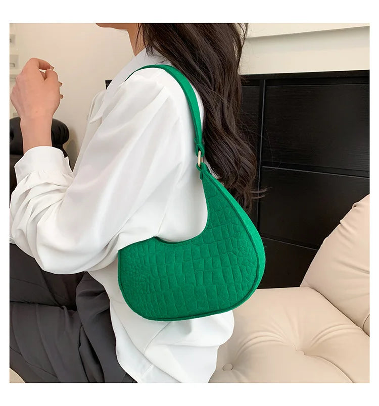 Fashion Korean Version Felt Stone Pattern Underarm Bag | Casual Soft Winter Purse & Shoulder Handbag for Women (Lightweight) Luxegan