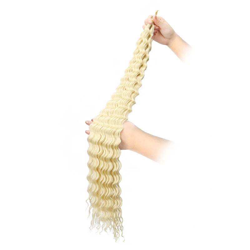 30 Inch Pre-Stretched Deep Wave Crochet Hair – Ombre Soft Curly Braiding Hair for Women Luxegan