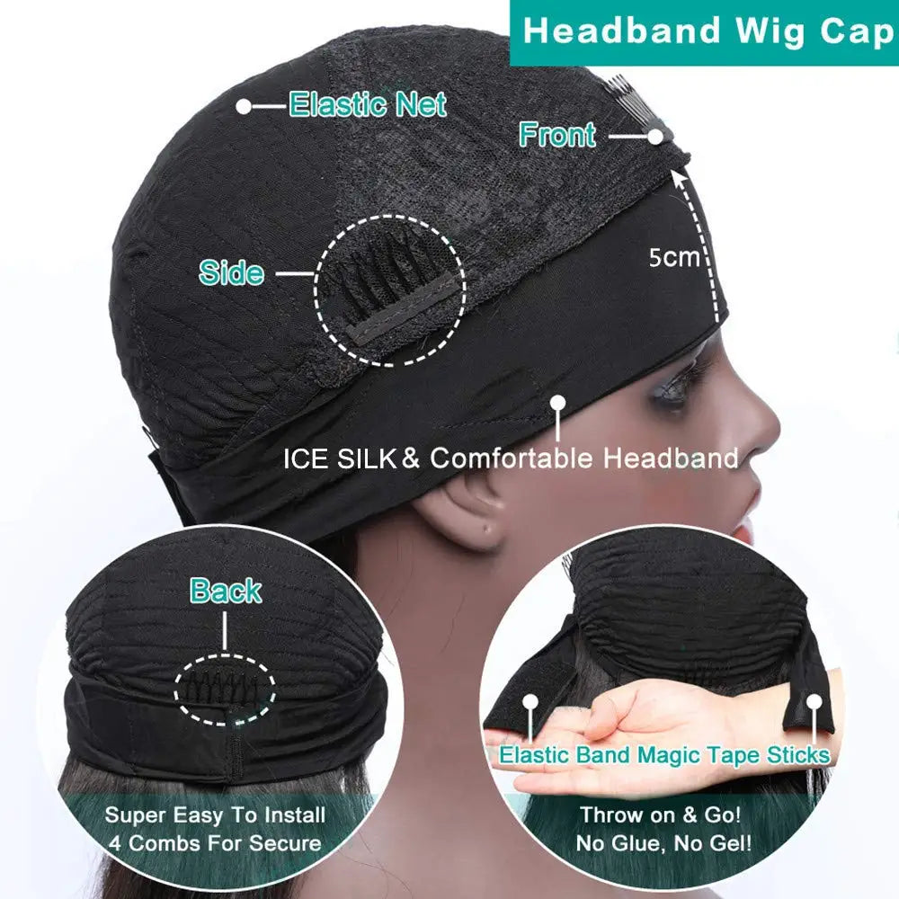 Kinky Straight Headband Wig | Sophisticated Brazilian Yaki Human Hair Silhouette | Elegant "Ready-To-Wear" Natural Color Hairpiece | "Dignified" Full Machine Made Remy Wig for Radiant Versatile Styling Luxegan