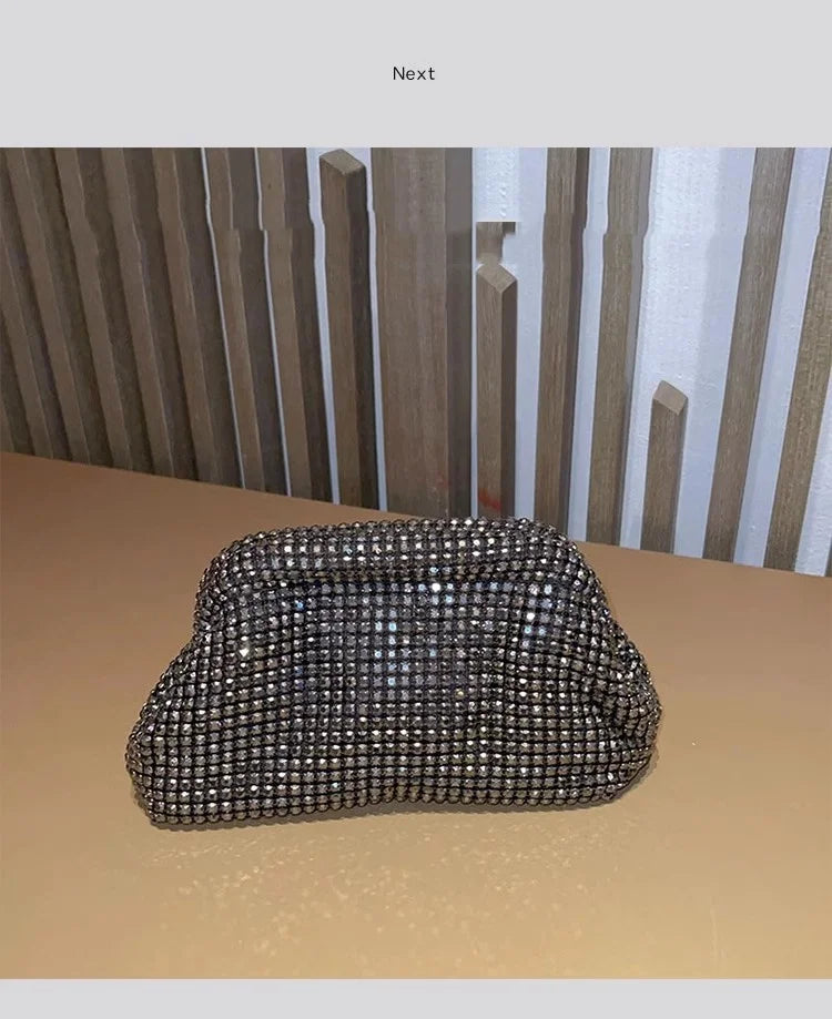Luxury Glitter Cloud Bag Women's Handbag | Crystal Shiny Rhinestones Diamond Evening Bag (Wedding Party Clutch Purse Shoulder Bag) Luxegan