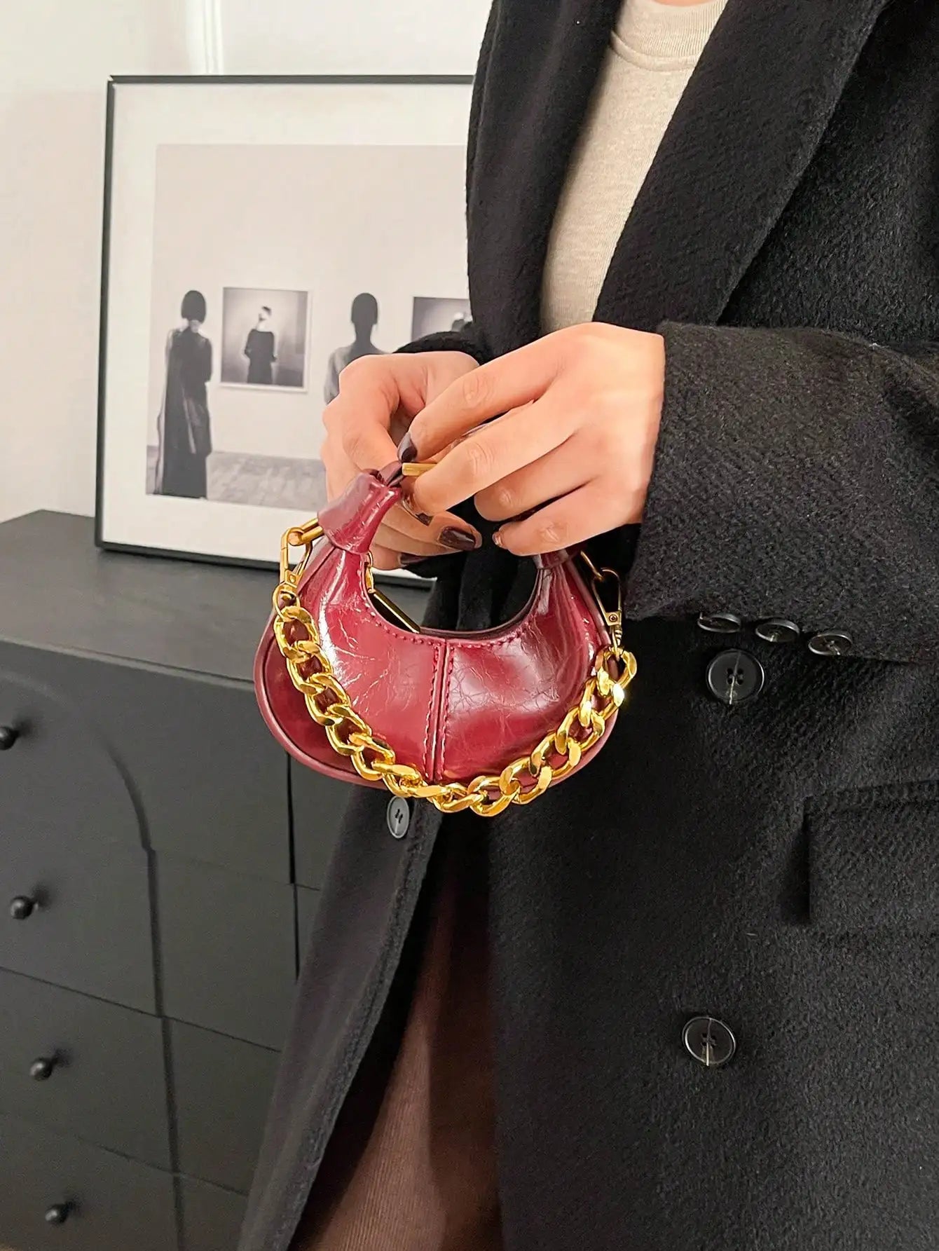 Elegant Hobo Top Handle Bag | Small Minimalist Chain Shoulder Purse Luxegan