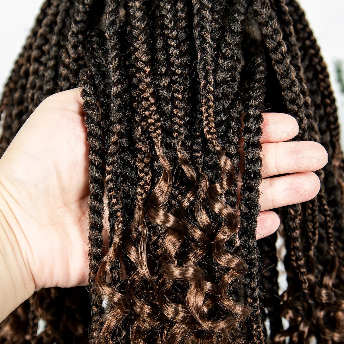 16 Inch Boho Knotless Box Braided Wig | Full Lace | Curly Ends