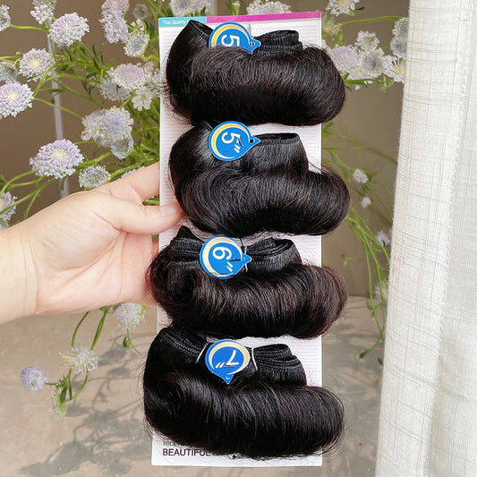 Loose Wave Human Hair Bundles 4 Pcs/Lot – 100% Remy Indian Hair Weave (5+5+6+7 Inch) 6 Colors