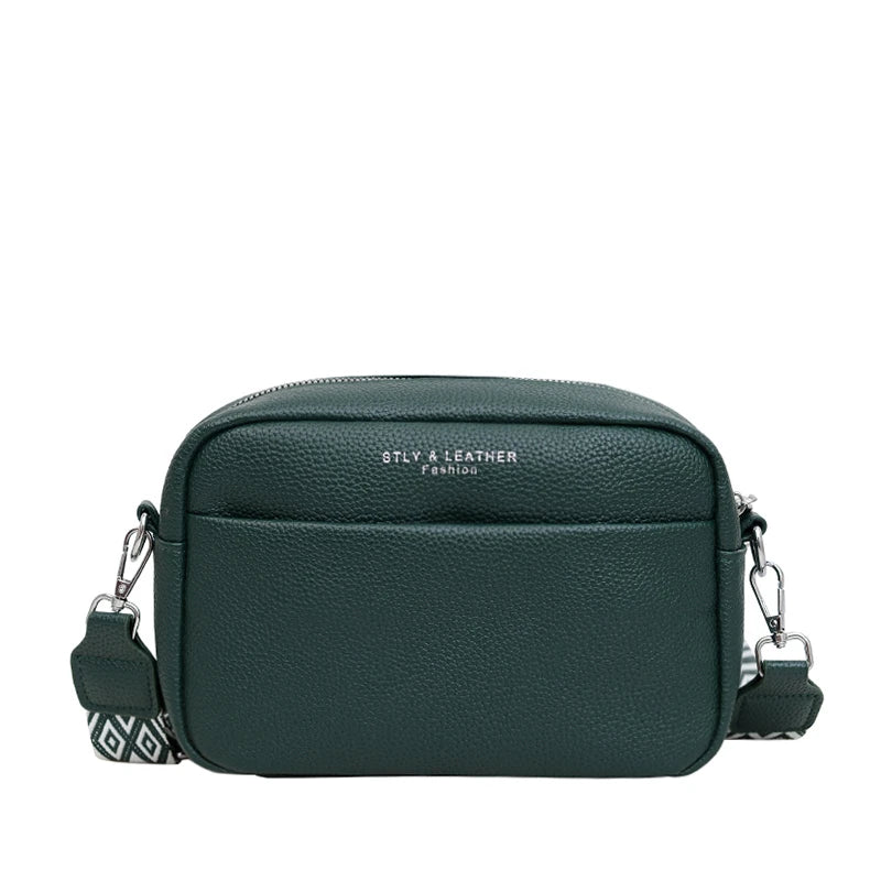 Wide-Strap Crossbody Bag | Casual Solid Color Satchel Luxegan