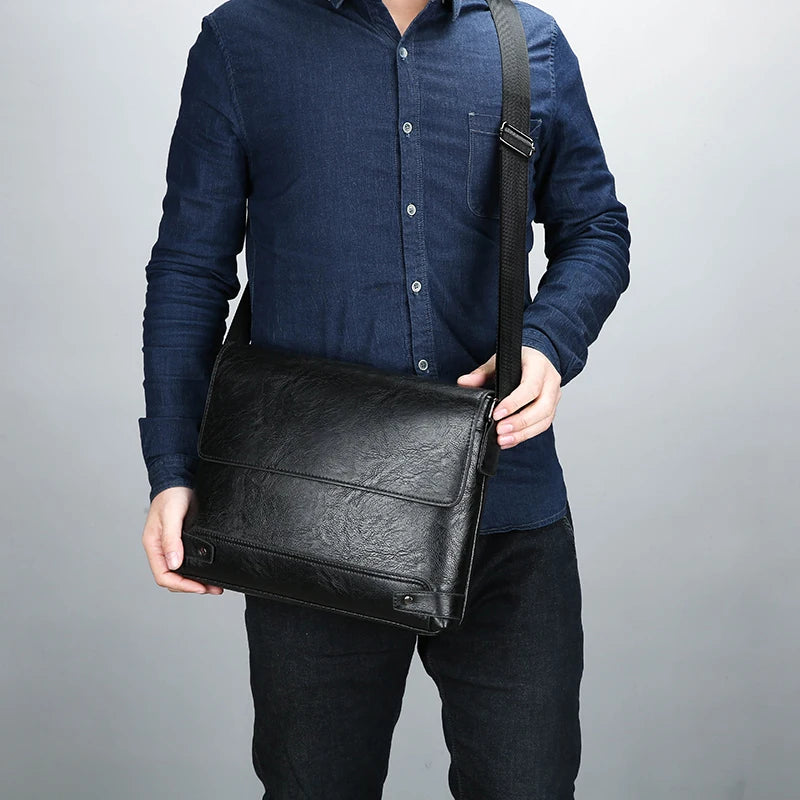 Large Capacity PU Leather Business Bag | Men's Fashion Shoulder & Work Crossbody Satchel Luxegan