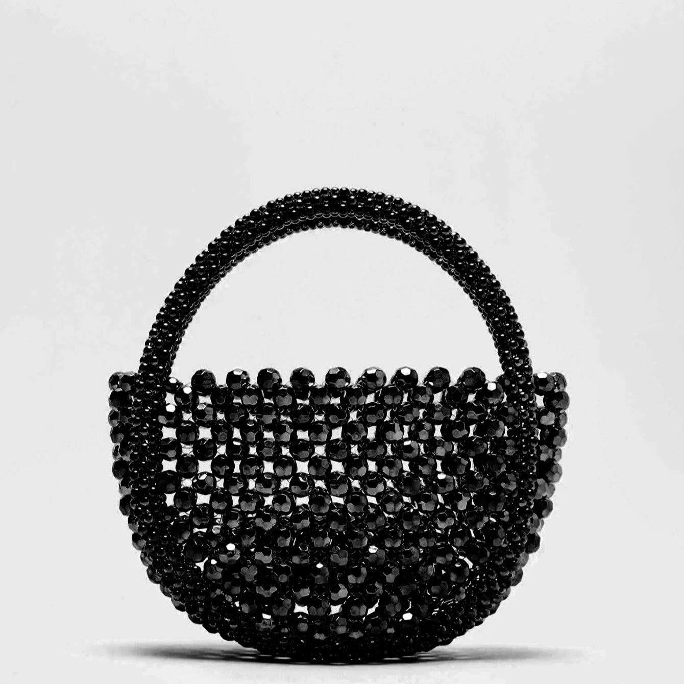 Hollow Hand-Made Metal Sense Gold Beads Woven Handbag | Half-Round String Beads Pearl Bag Luxegan