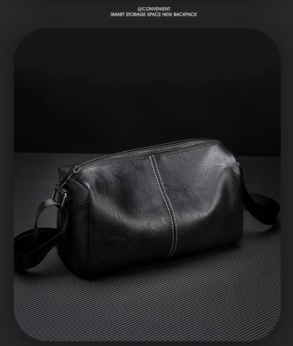 Men's Full Grain Leather Shoulder Bag | Vintage-Inspired Convertible Crossbody Pack (Durable Work & Weekend Bag) Luxegan