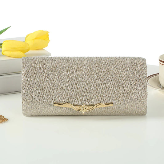 Luxury Metal Trim Clutch Bag | Elegant Party & Wedding Purse Luxegan