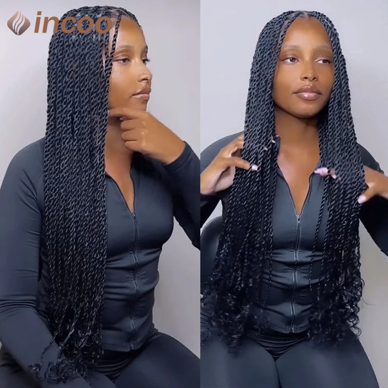 Goddess Faux Locs & Senegalese Twist Lace Front Wig | Box Braids | Full Lace Frontal | Synthetic Braids Luxegan