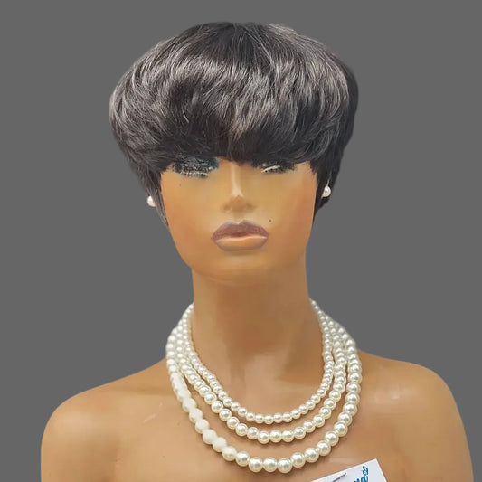 Glueless Full Lace Short Pixie Cut Human Hair Wig | Sophisticated "Free Part Pixie Bob" Silhouette | Medium Brown Normal Lace & Brazilian Remy Construction | "Dignified" High-Performance Natural Color System for Radiant Versatile Styling Luxegan