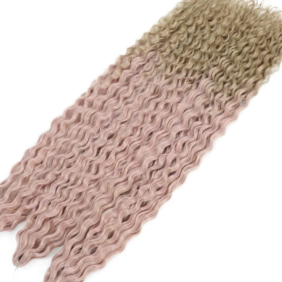 Ariel Curl Water Wave Twist Crochet Hair Extensions | Synthetic Ombre Braiding Hair 22-30 Inch - view 45