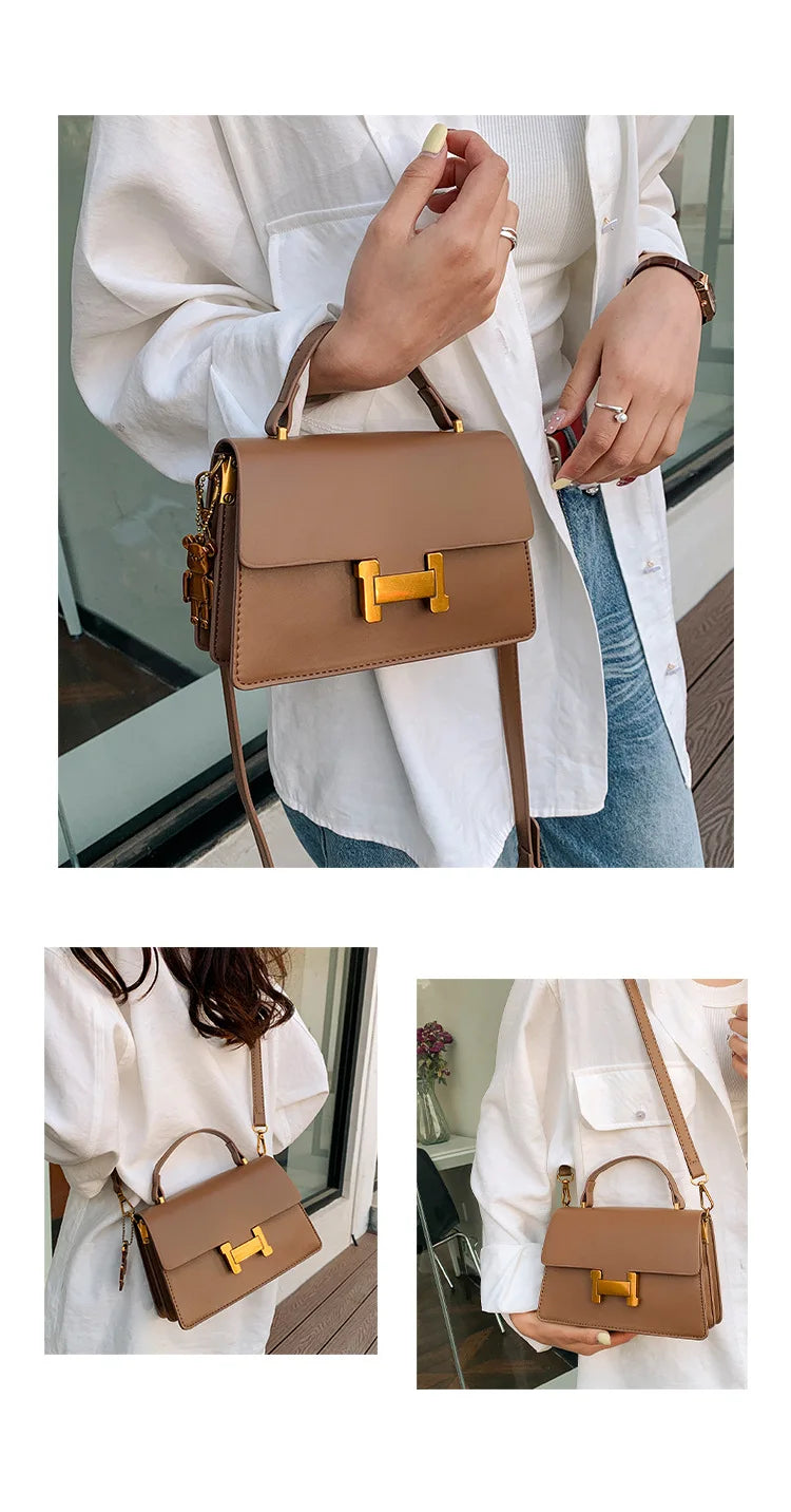 New Fashion Korean Style Small Square Bag | Textured Versatile Shoulder Crossbody Handbag for Women (Solid Color) Luxegan
