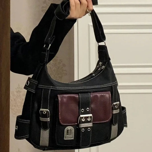Y2K Vintage Crossbody Bag Women's Tote | High Quality PU Leather Shoulder Bag & Hip Hop Messenger Bag (Female Large Handbag Commuter) Luxegan