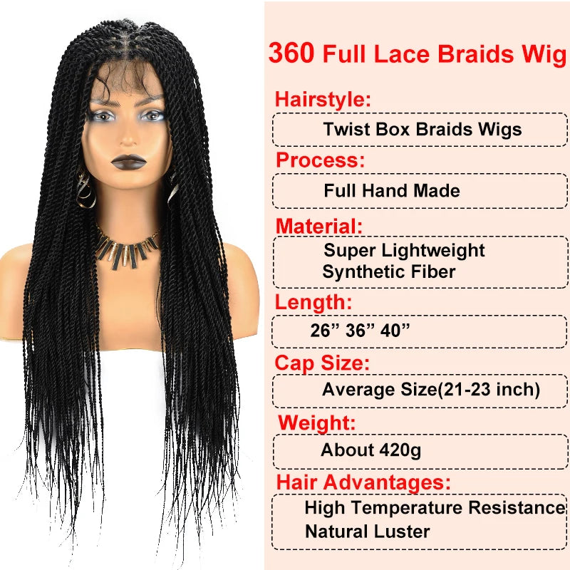 Goddess Faux Locs & Senegalese Twist Lace Front Wig | Box Braids | Full Lace Frontal | Synthetic Braids Luxegan