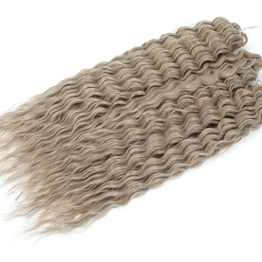 22 Inch Deep Water Wave Crochet Braids – 3 Pcs 300g Bio-Protein Synthetic Hair Bundles for Women Luxegan