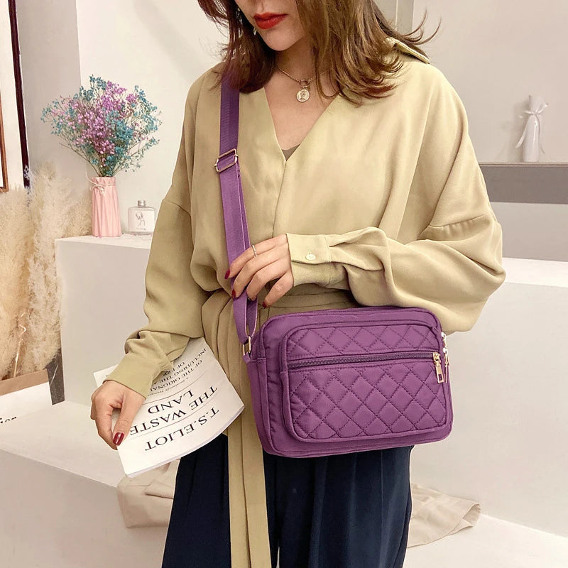 Multiple Compartment Crossbody Bags Women Messenger Bag | Casual Lady Bag Waterproof Nylon Single Shoulder Strap Pack Luxegan
