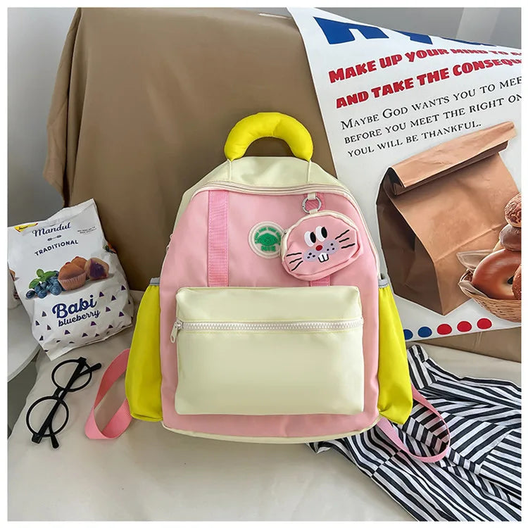 Fun & Cute Dopamine Schoolbag | Small Nylon Animal Pattern Backpack for Boys & Girls | School and Trip Luxegan