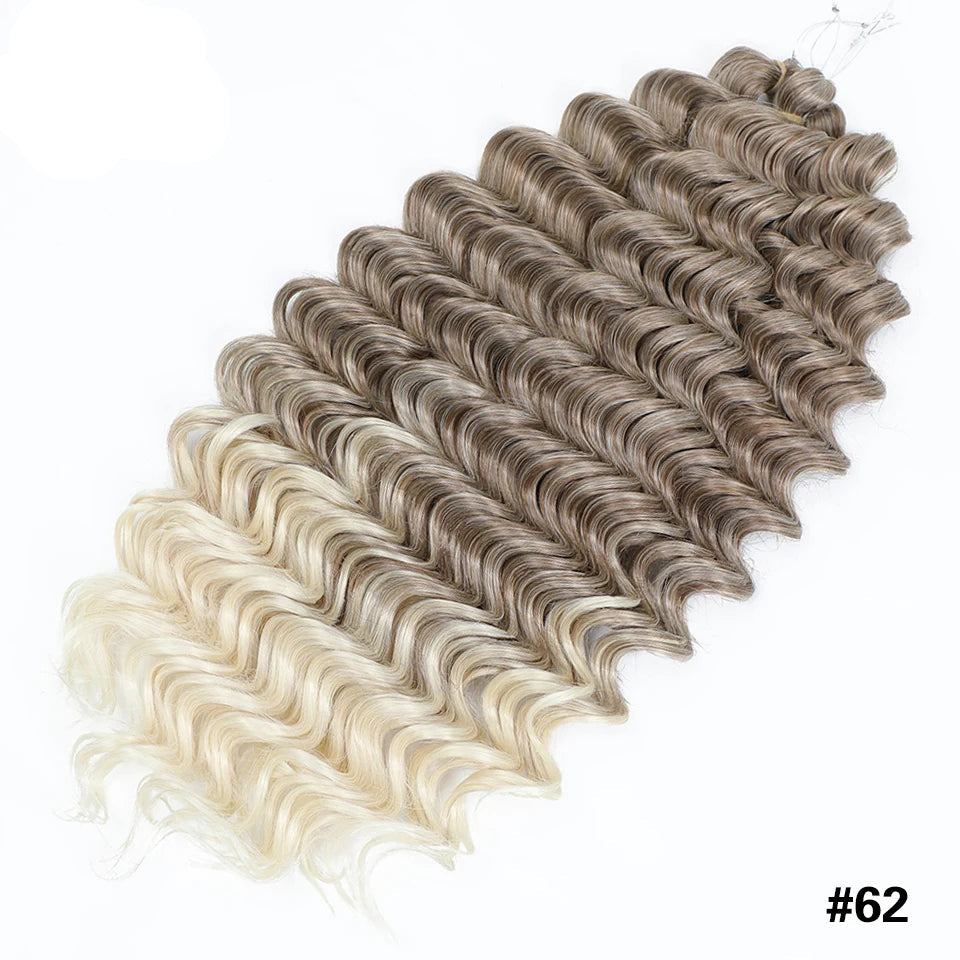 Deep Wave Crochet Braiding Hair 24in | 50 Strands 110g | 16 Colors | Water Wave Twist Luxegan