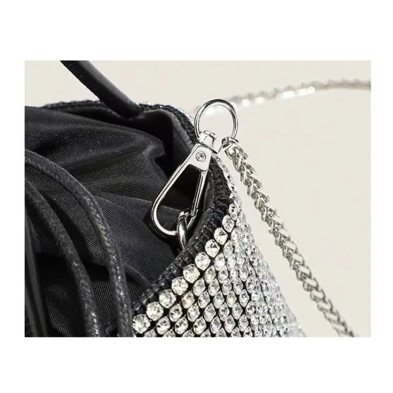Glamorous Rhinestone Pearl Stage Bag | Women's Sparkly Evening Clutch & Luxury Performance Purse (Large Capacity Crossbody Shoulder Bag) Luxegan