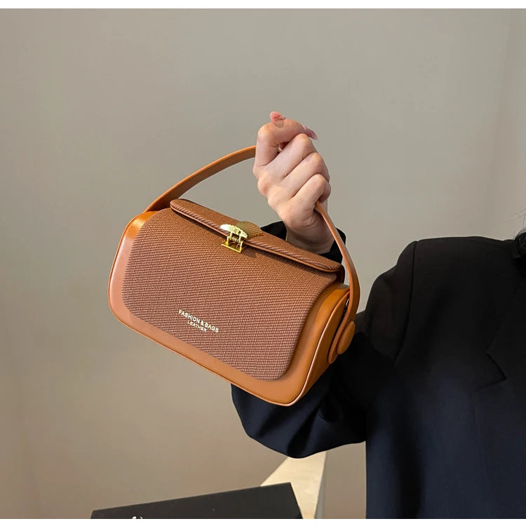 High-Grade Sense Women's Small Square Bags | Trendy Classic PU Leather Lady Commuter Shoulder Bag & Short Handle Handbags Luxegan