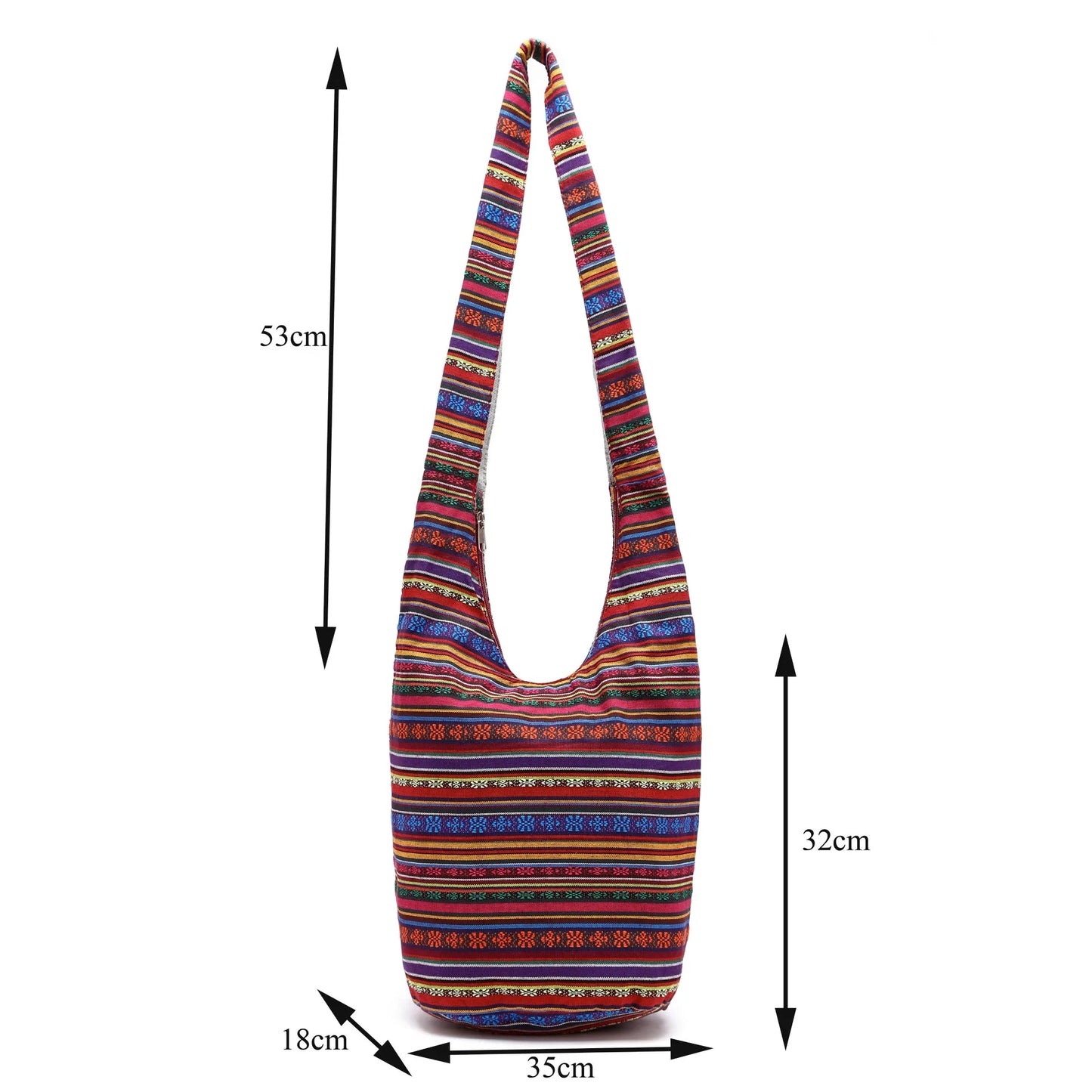 Boho Ethnic Bucket Bag | Casual Striped Crossbody Shoulder Bag Luxegan