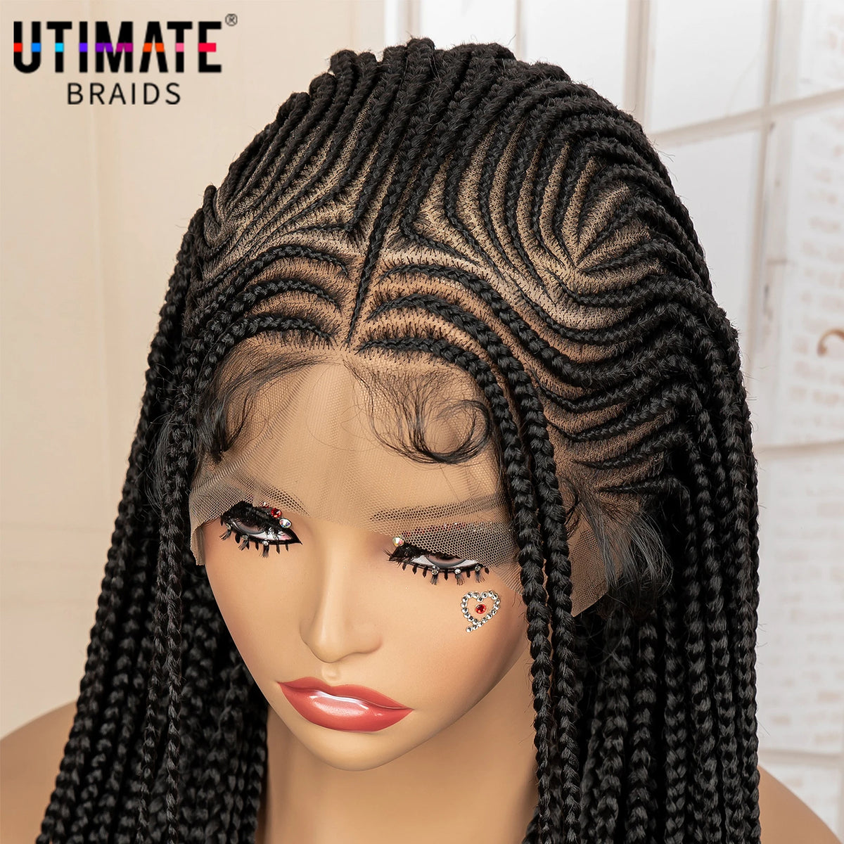34 Inch Knotless Box Braiding Cornrow Wig | Full Lace | Kanekalon