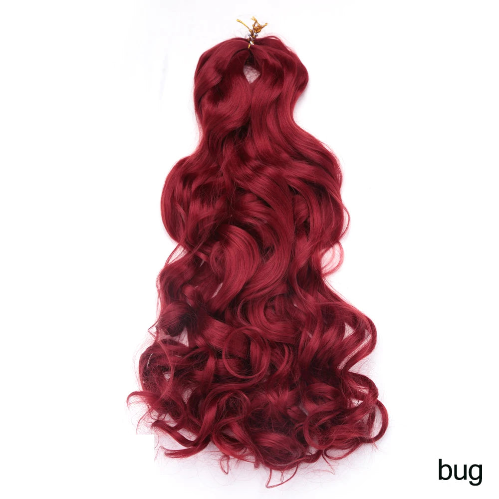 Synthetic Loose Wave Crochet Braiding Hair – Spiral Curls French Curls Pre-Stretched Ombre Braids 16"-26" | 6 Packs Luxegan