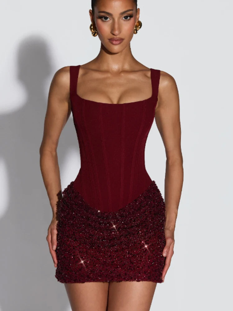 Pleated Strapless Off-Shoulder Backless Maxi Gown | High Waist Split Sexy Solid Evening Party Dress Luxegan