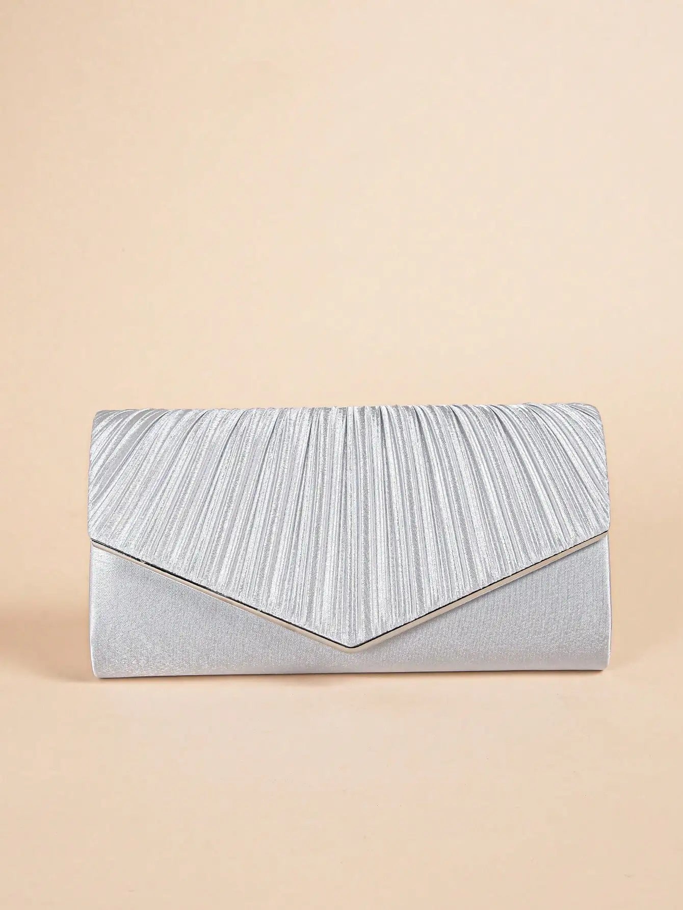 Elegant Pleated Evening Bag | Solid Color Textured Envelope Dinner Bag | Perfect Clutch For Party, Wedding And Banquet Luxegan
