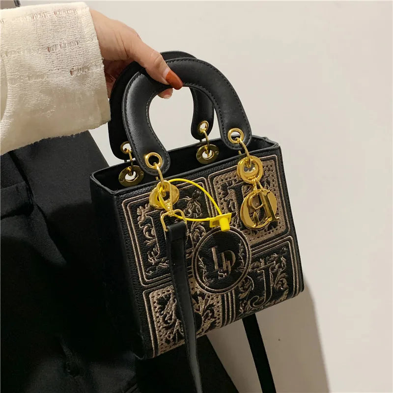 Elegant Top-Handle Satchel | Royal Embroidery Crossbody Bag Luxegan