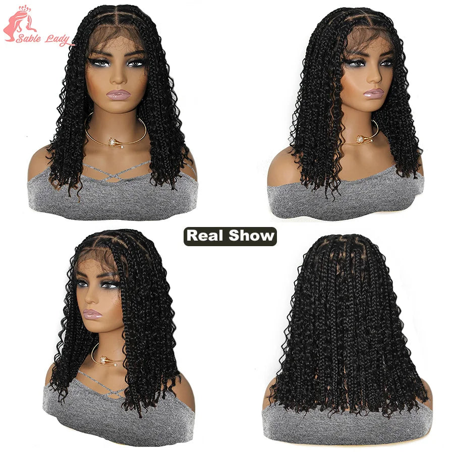 12 Inch Boho Bob Knotless Box Braids Wig | 360 Full Lace