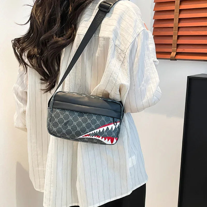 Bolso cruzado creativo con boca de tiburón, monedero simple, bolso para teléfono móvil, bolso cruzado informal de moda, bolso cuadrado pequeño de gran capacidad