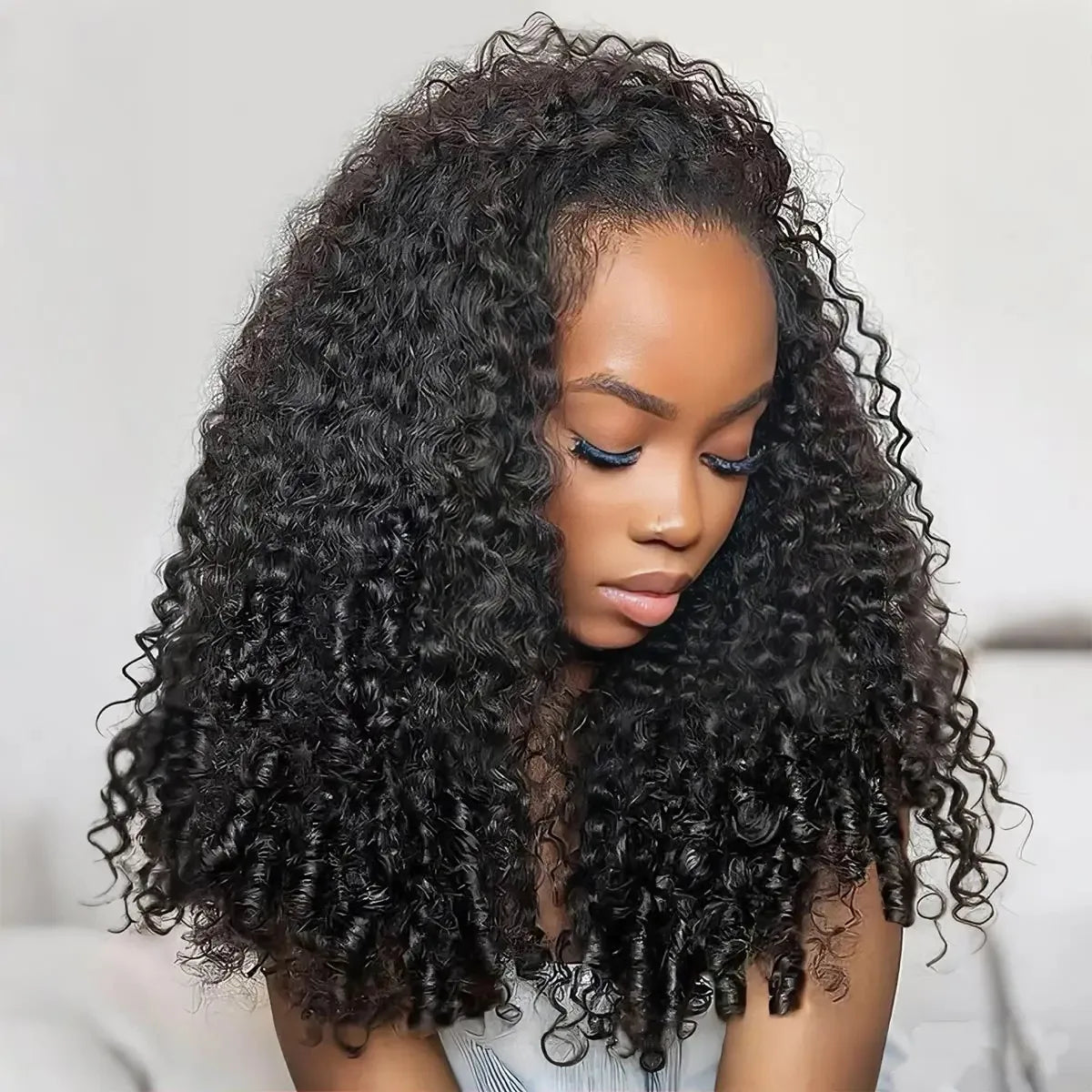 Pre-Looped Burmese Curly Crochet Human Hair Extensions – Feather-Line Invisible | Knotless | Remy - view 2