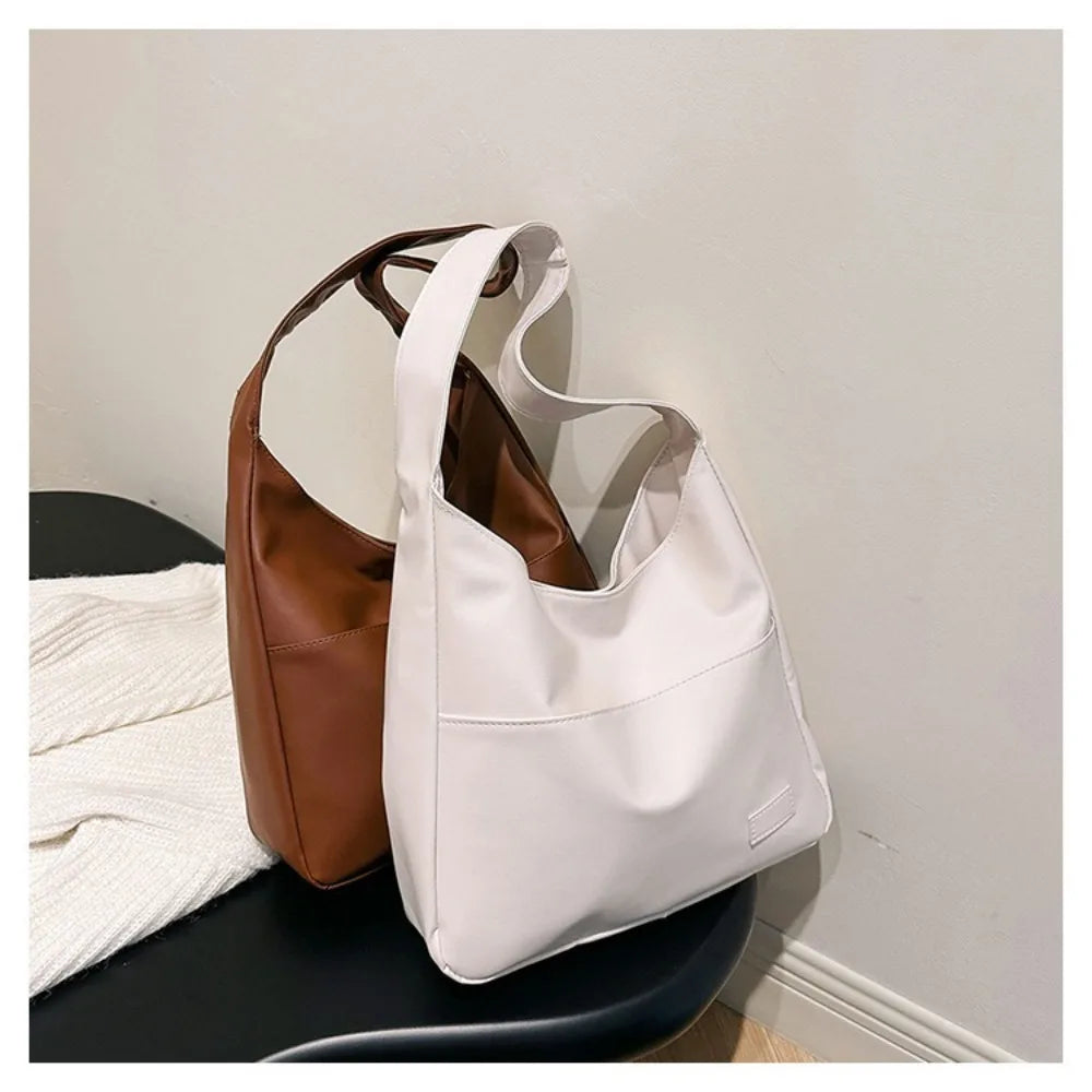 Trend Large Capacity Handbag | Soft Commuting Tote Bag | Solid Color Underarm Bag for Women & Girls (Unisex Casual Style) Luxegan