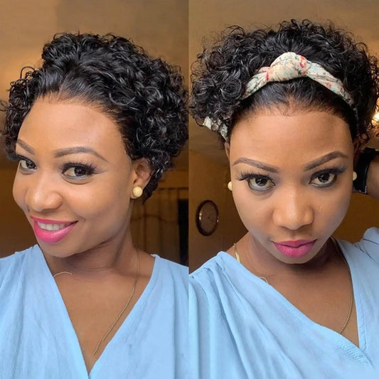 Short Curly Pixie Cut Wig - 13x4 & 13x1 Transparent Lace Frontal Human Hair Wig - Glueless Brazilian Remy Curly Short Bob Wig for Black Women (4-16 Inches, #1B Natural Color) Luxegan
