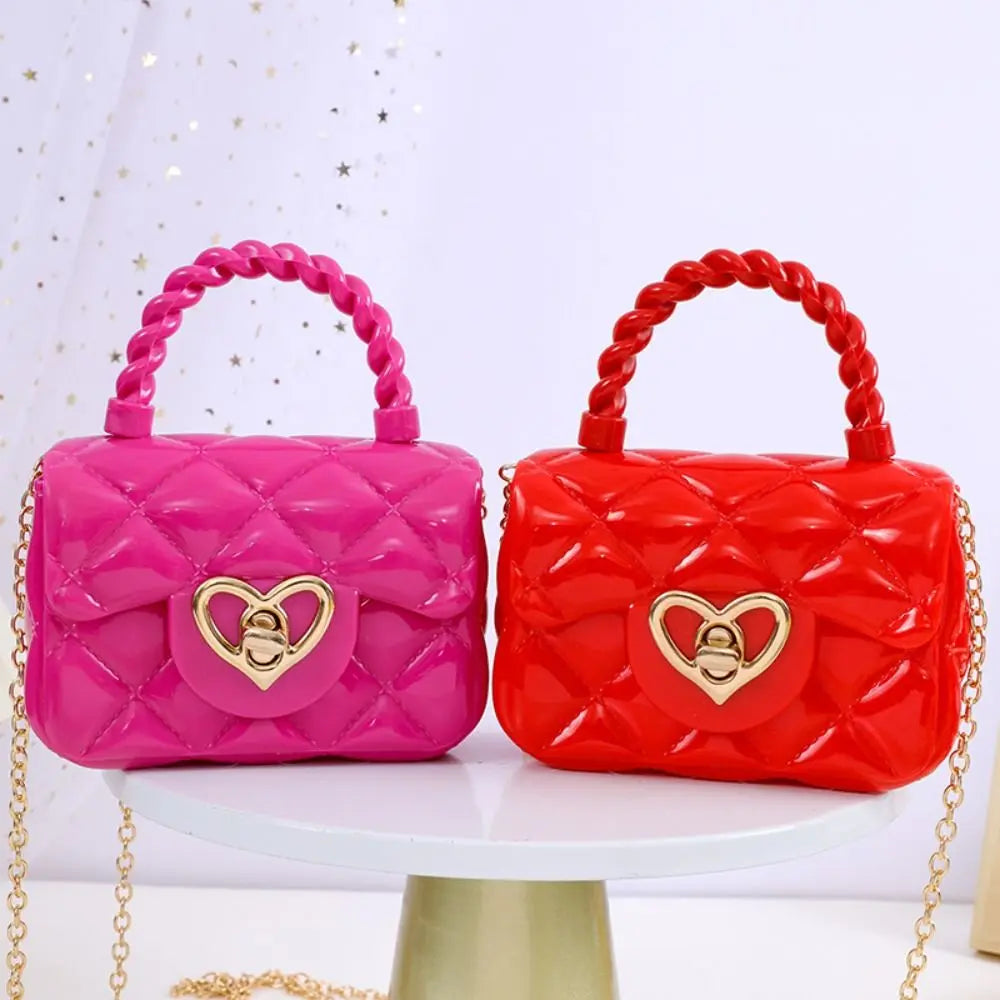 Kids Fashion Heart Shoulder Bag | Girls Mini PU Leather Crossbody & Coin Purse | Luxury Jelly - view 4