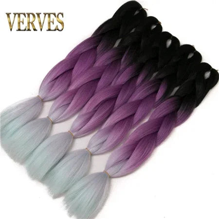 Synthetic Jumbo Braid Kanekalon Braiding Hair 24in | Ombre & Solid Colors | 100g