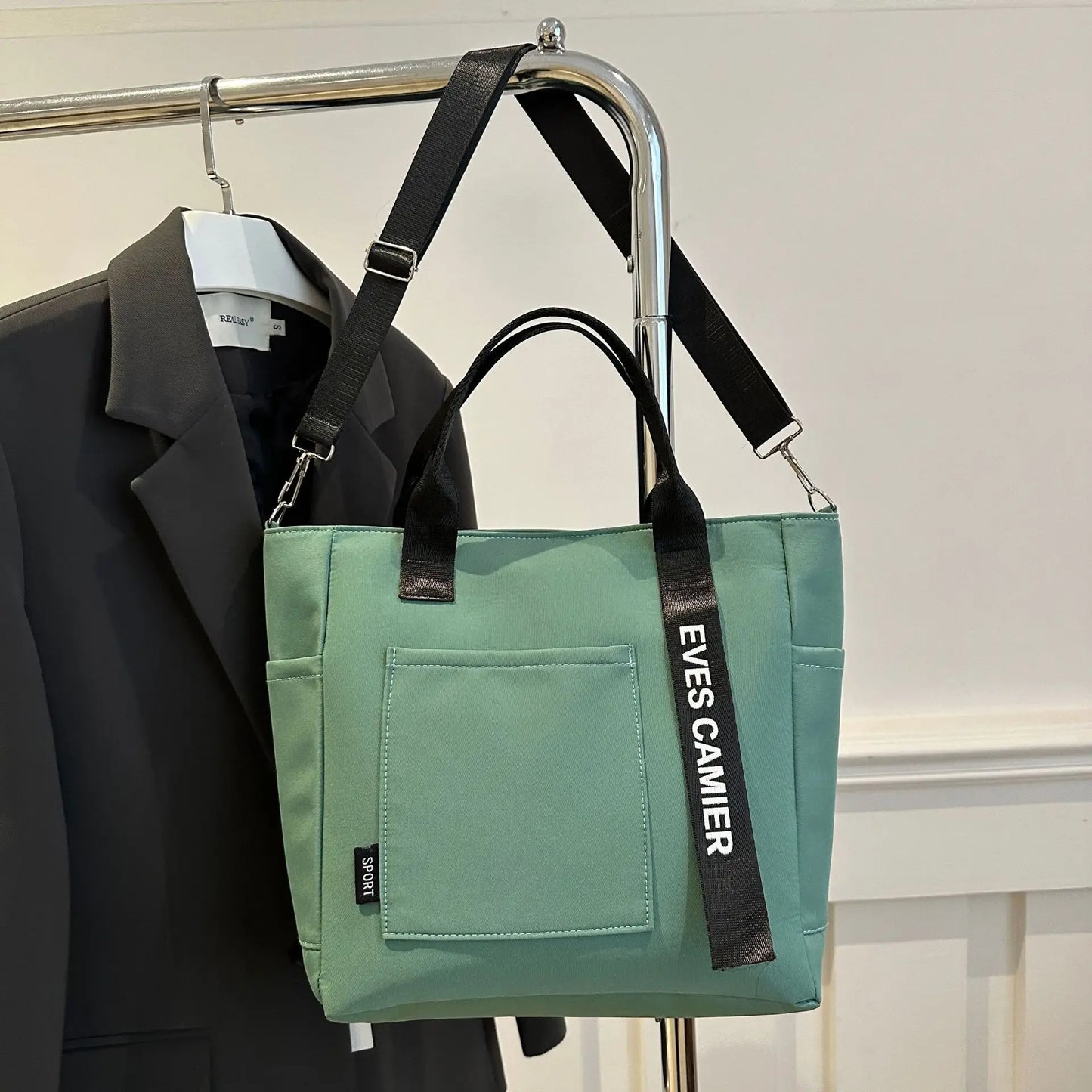 Nylon Letter Casual Tote | Hard Waterproof Large Capacity Messenger Bag Luxegan