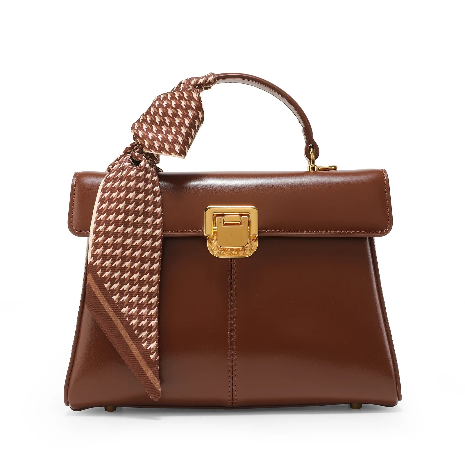 Genuine Leather Women's Bag Luxury Branded Women's Handbag | Fashionable and Versatile Crossbody Bag With Scarf Decor Luxegan