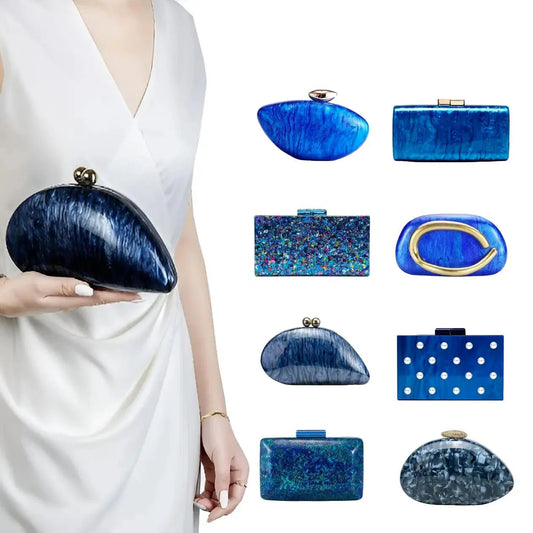  New Hot Sale Acrylic Shell-Shaped Clutch Bag | Women's Designer Evening Party Purse & Cute Birthday Gift (Blue Shoulder Bag) Luxegan