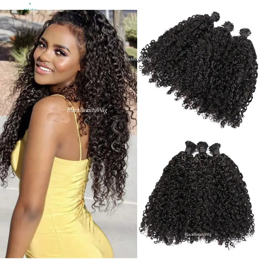 Curly I-Tip Hair Extensions | Pre-Bonded Microlink Style Luxegan