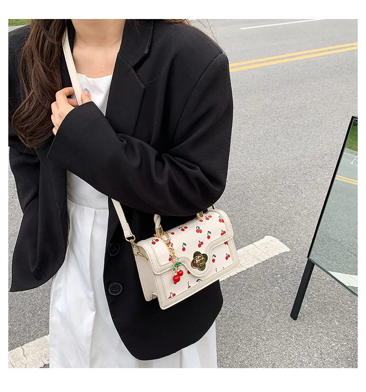 Sweet Cherry Small Square Crossbody | Luxury Chain Designer Handbag Luxegan