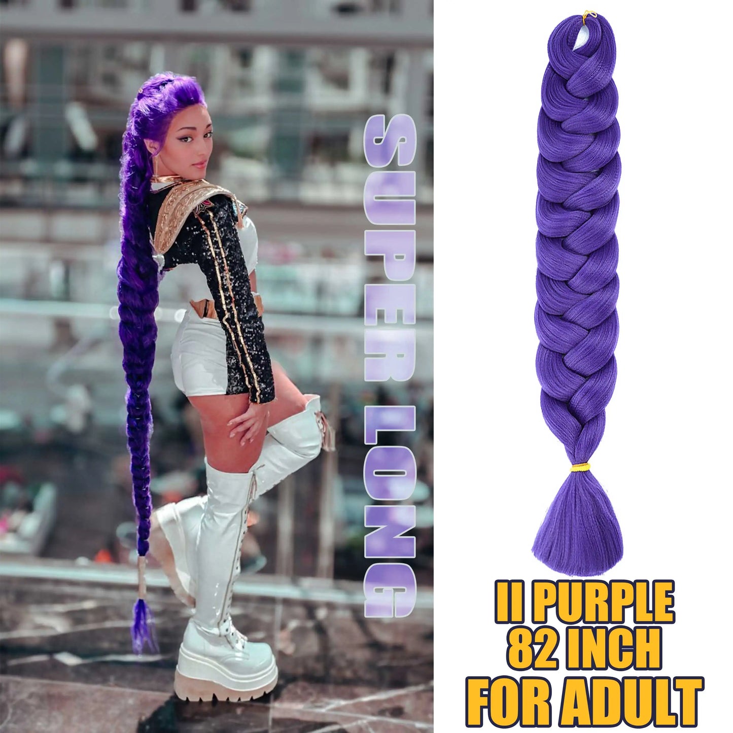 82-Inch XP Crochet Jumbo Braiding Hair – Pre-Stretched Kanekalon | Kinky Straight | 30 Colors | 1 - view 3