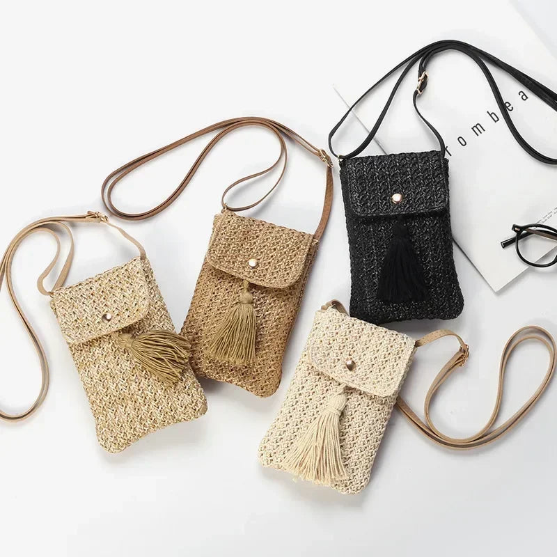 Bohemian Straw Beach Bag | Tassel Crossbody & Shoulder Purse Luxegan