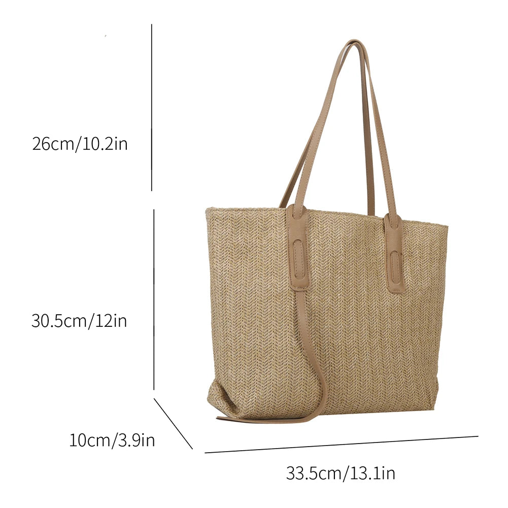 Vintage Hollow Design Woven Shoulder Bag | Large Capacity Knitting Tote & Summer Beach Bag Luxegan
