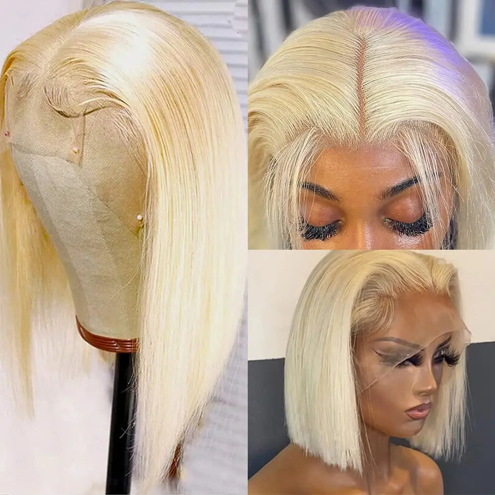  Ombre Honey Blonde & Red Wine Bob Wig | 13x4 HD Transparent Lace Front Human Hair Luxegan